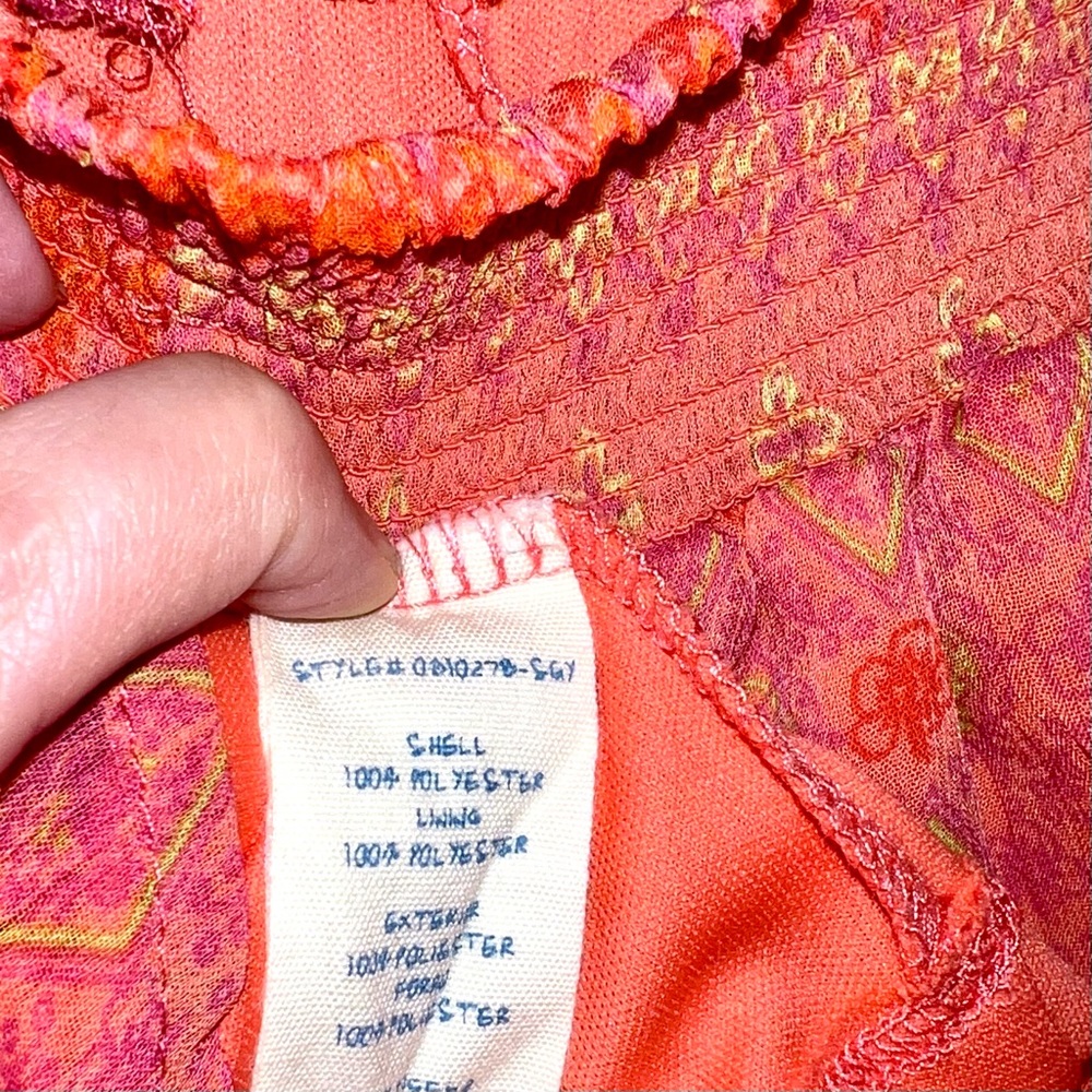 Olsenboye Orange Y2K Sheer Lined Medallion Tile Abstract Print Skirt Women’s S/M - Picture 5 of 8